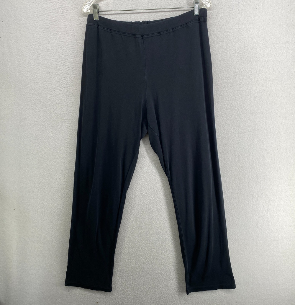 EILEEN FISHER GARNET HILL Pants M Pajama PJ Cotton Jersey Slim Pull On Black